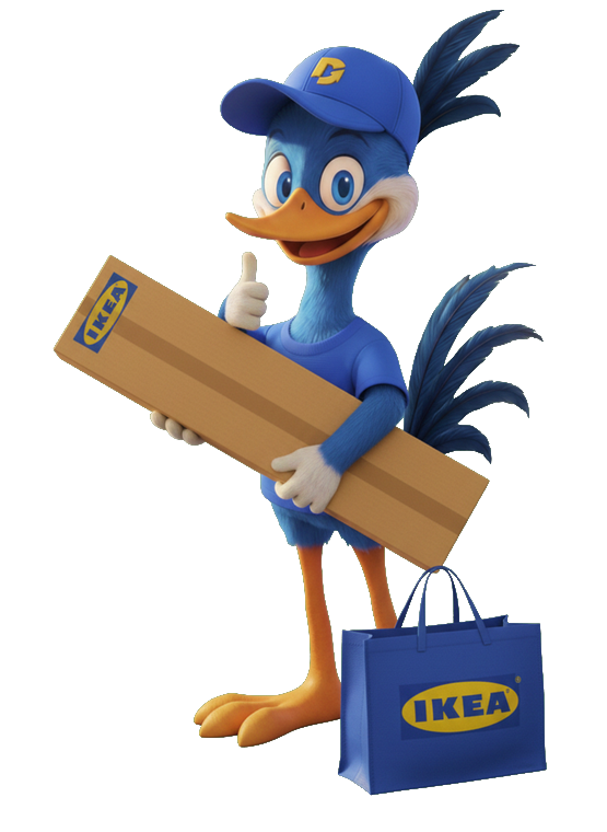 Danny carrying an IKEA flat-pack